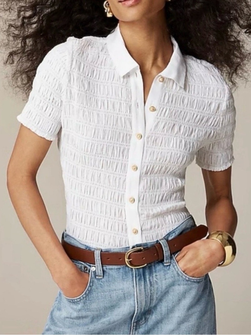 J. Crew Smocked shirt size M